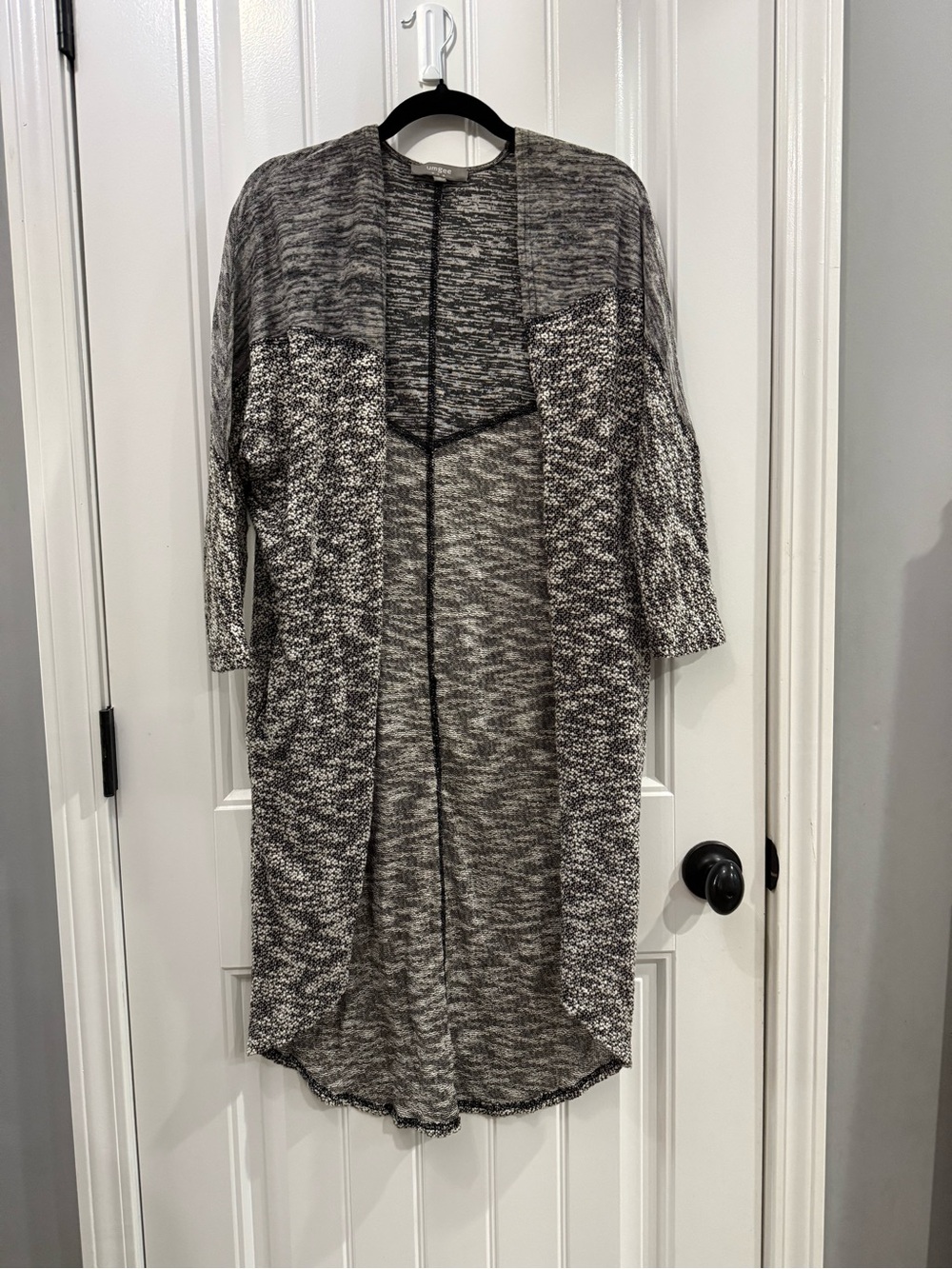 Umgee Marled Open-Front Longline Cardigan - Gray